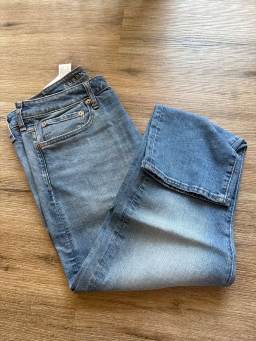 NWT AMERICAN EAGLE MEN JEANS Original Straigh in Bright Blue  SZ 34-32 AIRFLEX